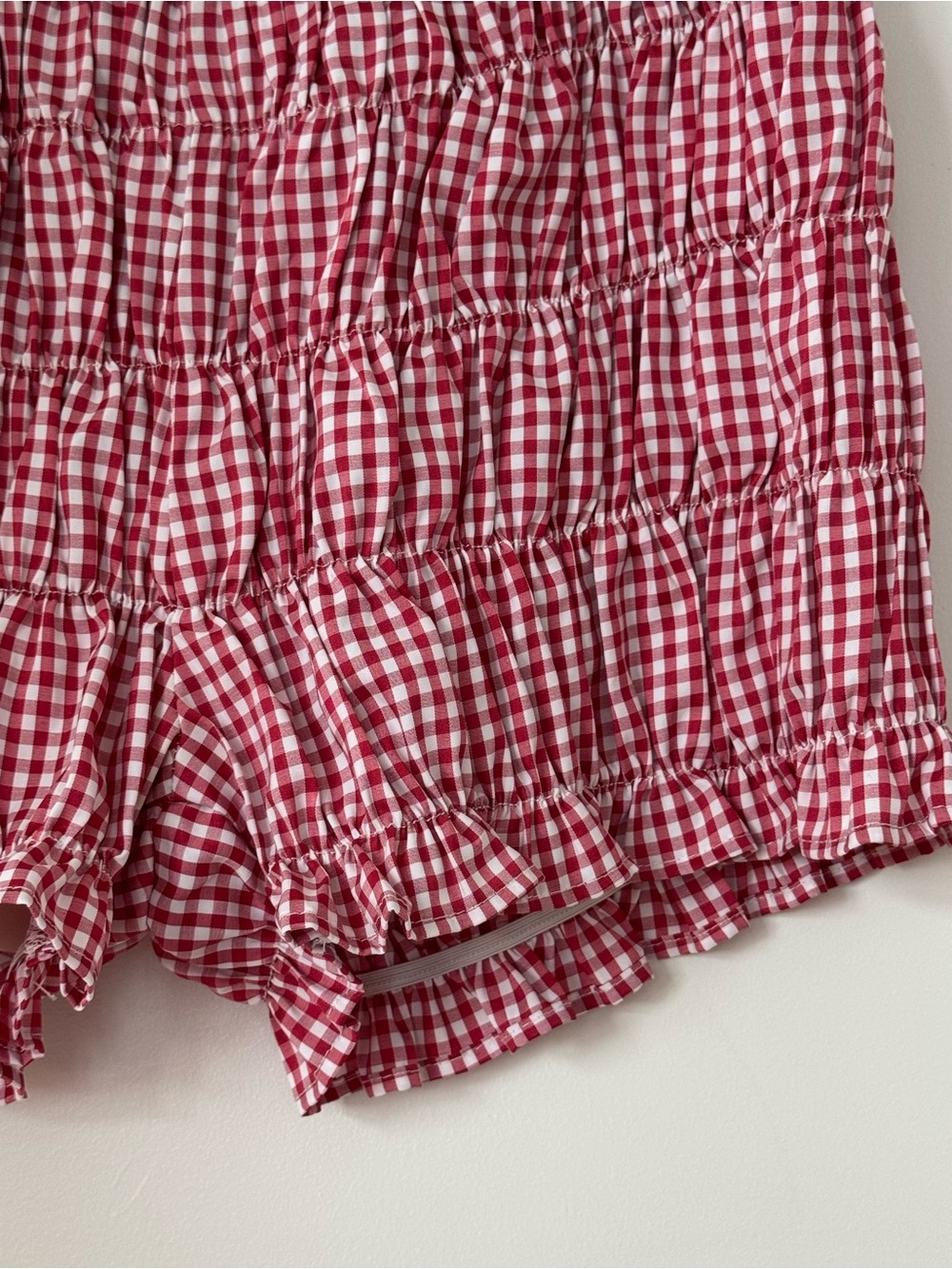 Peppermayo Red and White Gingham Ruffle Shorts - Picture 5 of 6